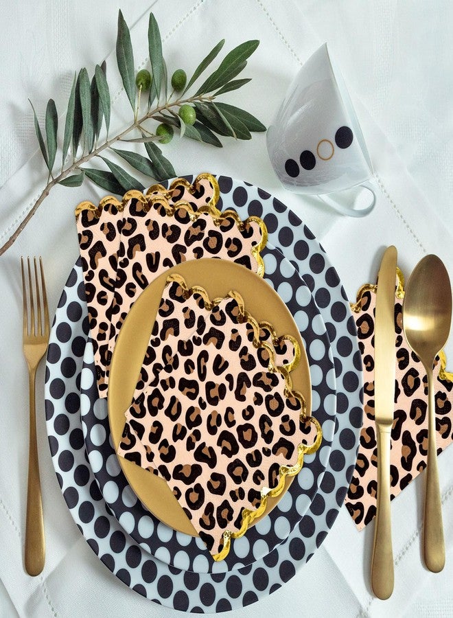 JarThenaAMCS مناديل ورقية من جارثينا إيه إم سي إس، 100 قطعة، بنقشة الفهد، مزينة بحواف مموجة، بنقشة جلد النمر، مناسبة لحفلات العشاء والحلويات، مثالية لأعياد الميلاد وحفلات استقبال المولود الجديد وحفلات بطابع الغابة. - Image 5